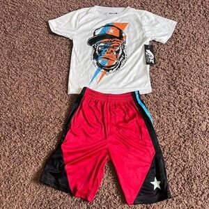 24/7 365 Sports Boys Gorilla Graphic T-Shirt and Shorts Set Red White Size 5/6